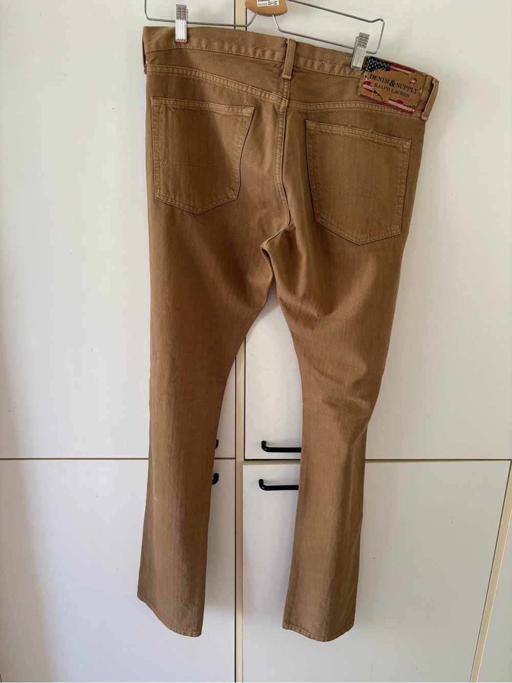 Retired Ralph Lauren Denim & Supply Slim Fit Tan Jeans Men 34x34 USA Flag - Picture 4 of 16